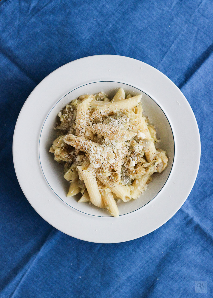 Pasta con berenjenas y limón