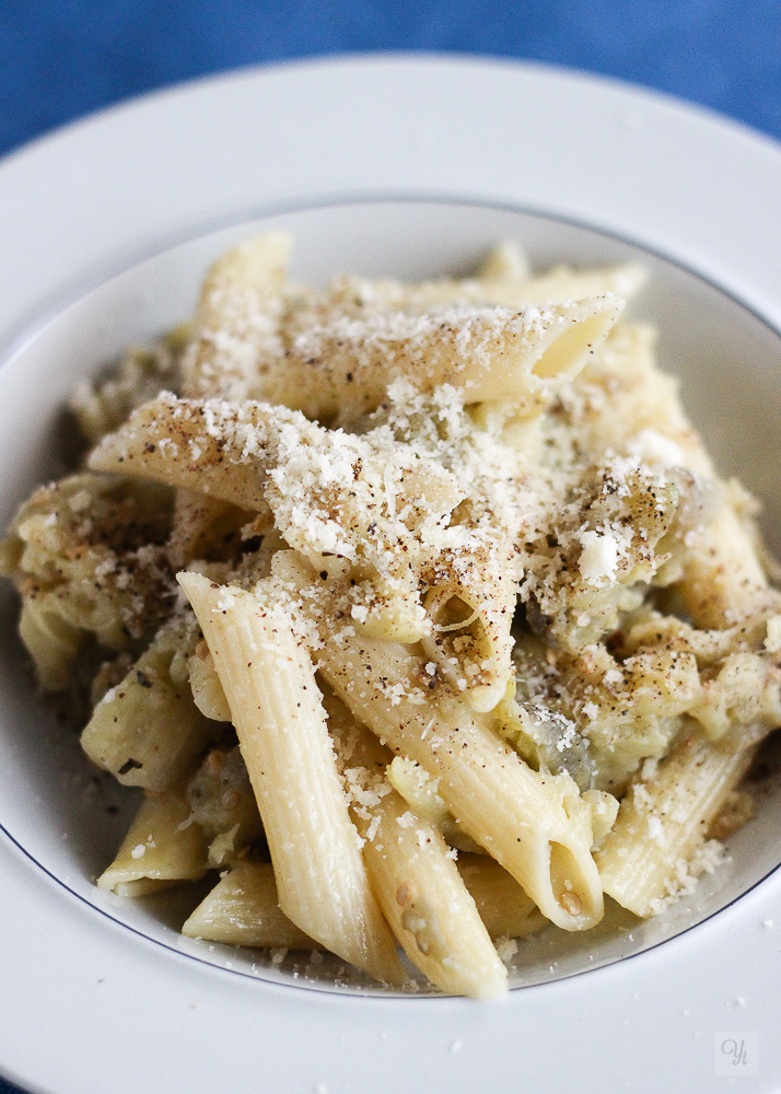 Pasta con berenjenas y limón